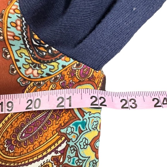 Chico's Navy Open Front Cardigan with Paisley Lining - Picture 10 of 12